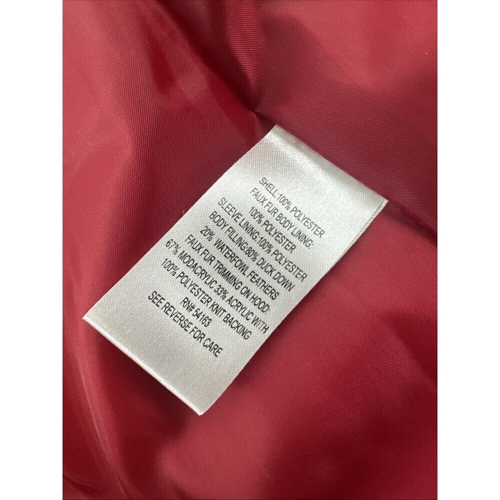 Calvin Klein Down Puffer Coat Zip Red Fleece Lined Pocket Insulated Women Medium - Picture 7 of 16